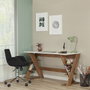 Hanah Home Lungo Escritorio de Estudio Roble Oscuro y Blanco